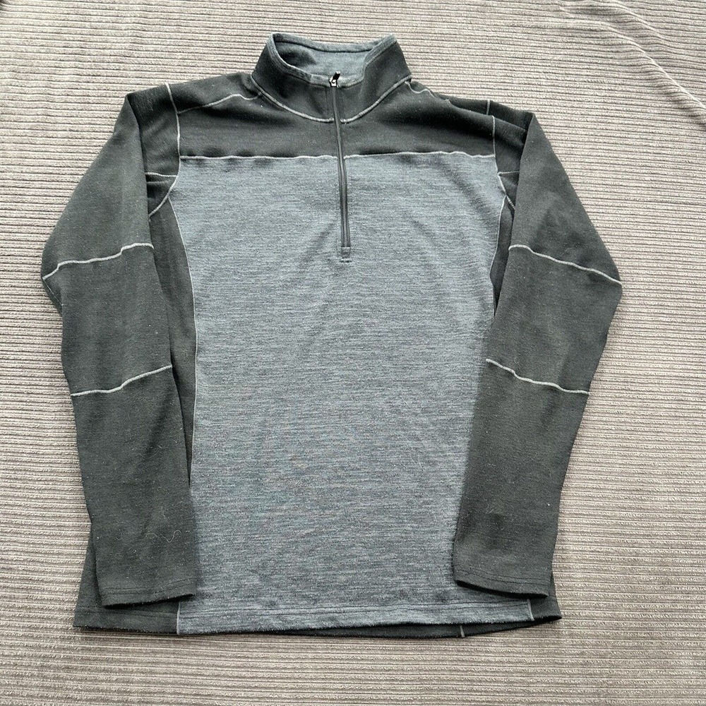 Kuhl Sweater Men Small Gray 1/4 Zip Long Sleeve Outdoors Hiking Camping Fishing.